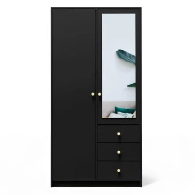 Kleiderschrank 100 JOELE mit Spiegel - schwarz