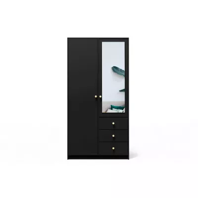 Kleiderschrank 100 JOELE mit Spiegel - schwarz