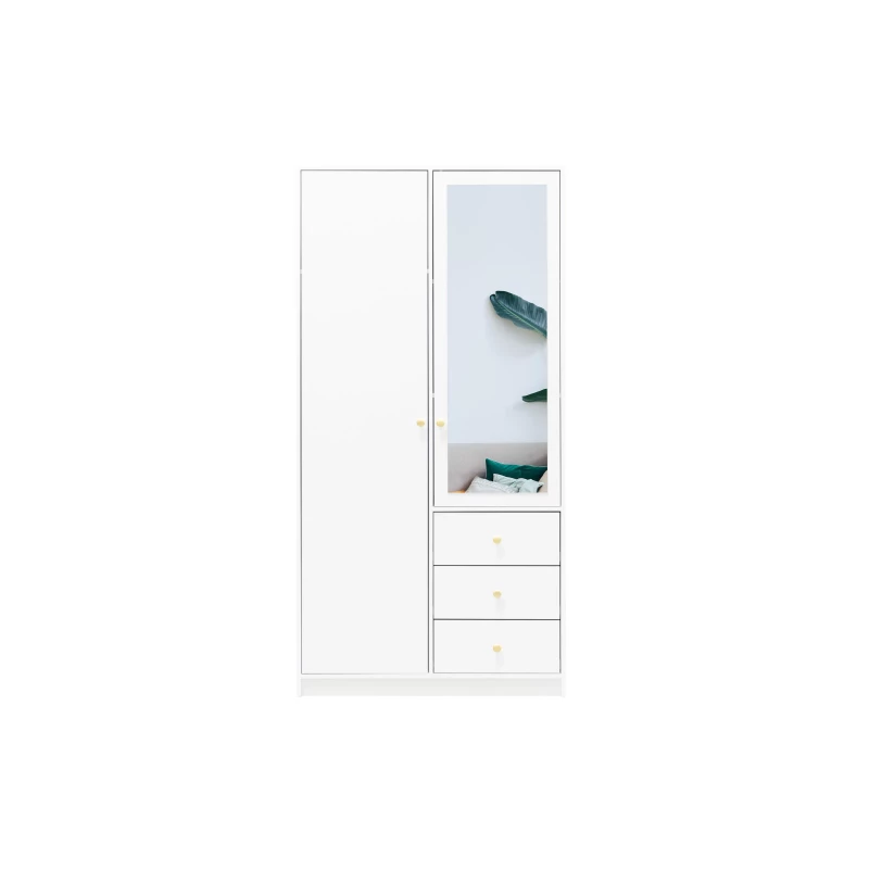 Kleiderschrank 100 JOELE mit Spiegel – weiß