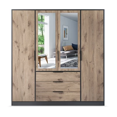 Kleiderschrank 196 SAIDA - schwarz / Viking Oak