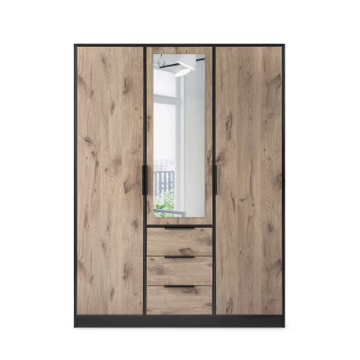 Kleiderschrank 149 SAIDA – Schwarz / Viking Oak
