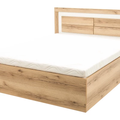 Doppelbett 160x200 AZIZA - Grand Oak Natur/Weiß