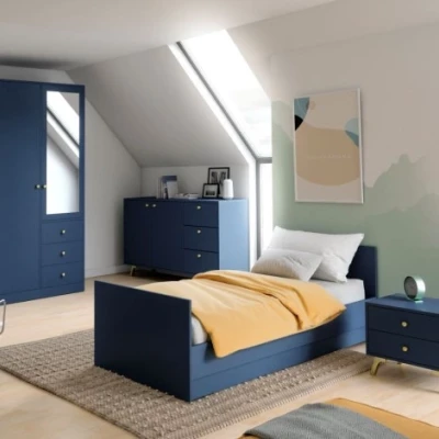 Bett für Studentenzimmer 90x200 JOELE - blau