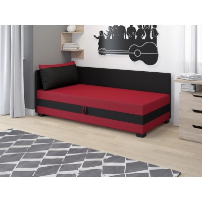 Einzelbett mit Polsterung 80x195 MIRRY PLUS 2 - rot/schwarz