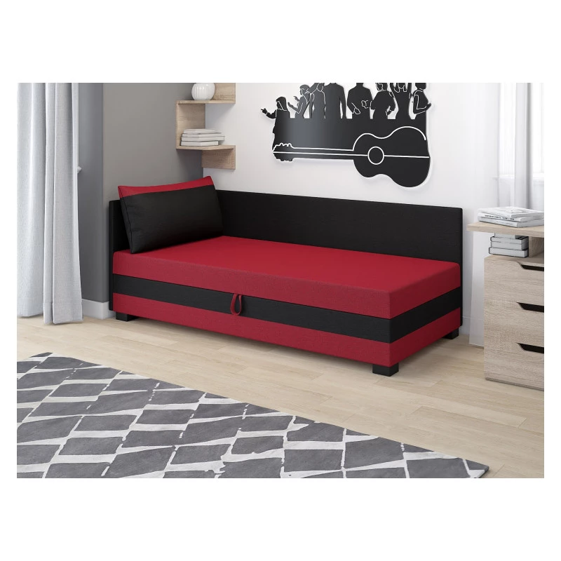 Einzelbett mit Polsterung 80x195 MIRRY PLUS 2 - rot/schwarz
