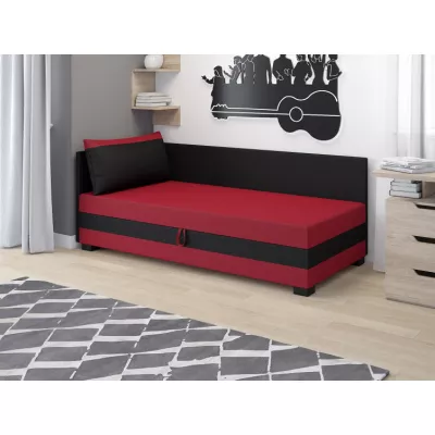 Einzelbett mit Polsterung 80x195 MIRRY PLUS 2 - rot/schwarz