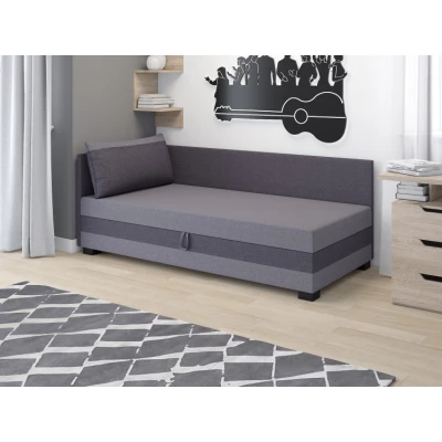 Einzelbett mit Polsterung 90x195 MIRRY PLUS 2 - grau/graphit