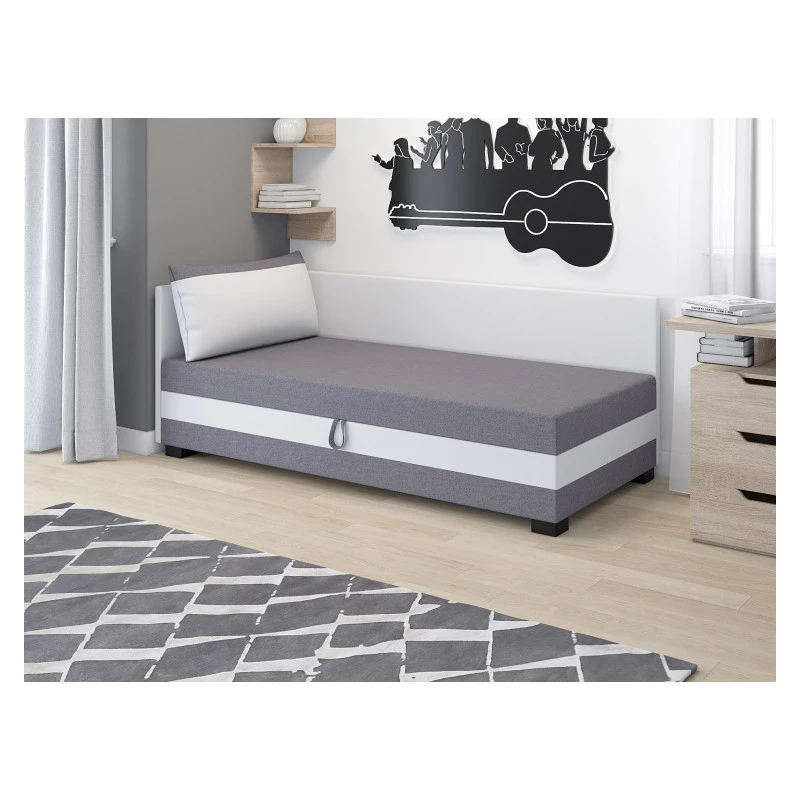 Einzelbett mit Polsterung 100x195 MIRRY PLUS 1 - grau/weiß