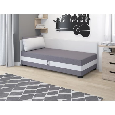 Einzelbett mit Polsterung 90x195 MIRRY PLUS 2 - grau/weiß