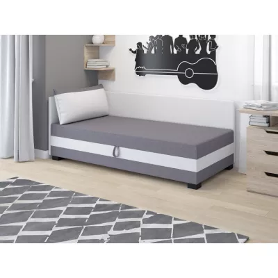 Einzelbett mit Polsterung 90x195 MIRRY PLUS 2 - grau/weiß