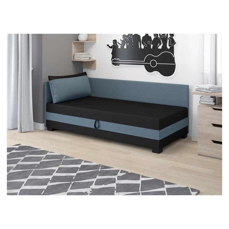 Einzelbett mit Polsterung 100x195 MIRRY PLUS 1 - schwarz / blaugrau