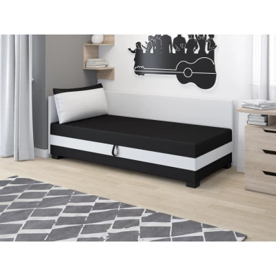 Einzelbett mit Polsterung 100x195 MIRRY PLUS 1 - schwarz/weiß
