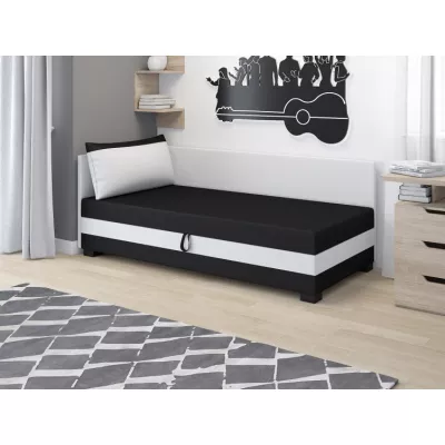 Einzelbett mit Polsterung 100x195 MIRRY PLUS 1 - schwarz/weiß
