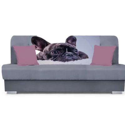Schlafsofa BIRMA - hellgrau / Hunde