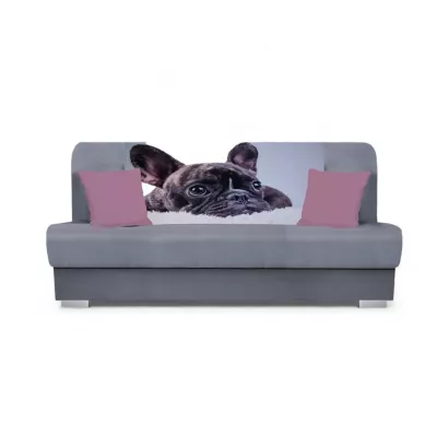 Schlafsofa BIRMA - hellgrau / Hunde