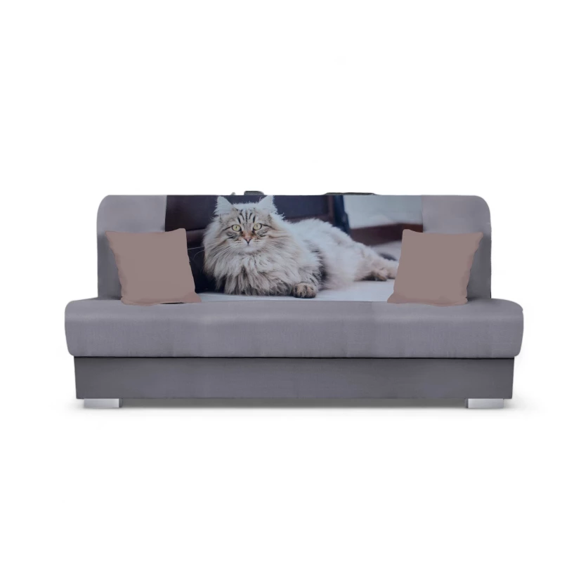 Schlafsofa BIRMA - hellgrau / Katze
