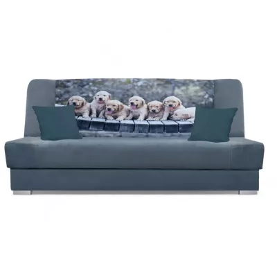 Schlafsofa BIRMA - grau / Hunde