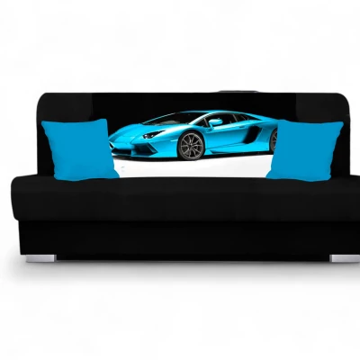 Schlafsofa BIRMA - schwarz / blau Auto