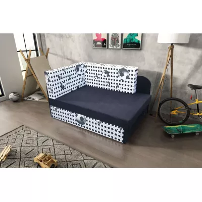 Kinderschlafsofa FATAJA - schwarz / Muster 1