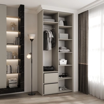 Kleiderschrank mit Regalen 100/50 LORENA 4 - Kaschmir / Gold