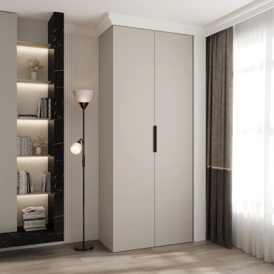 Kleiderschrank mit Regalböden 100/50 LORENA 4 - Kaschmir / Schwarz