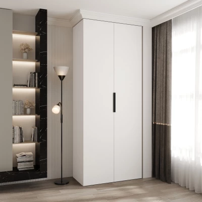 Kleiderschrank mit Regalböden 100/50 LORENA 4 - weiß/schwarz