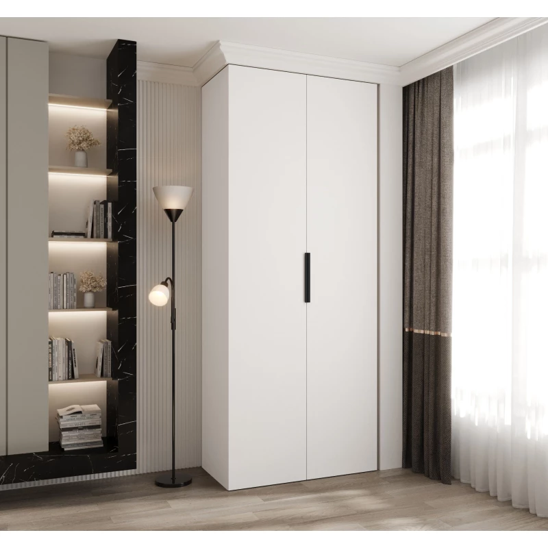 Kleiderschrank mit Regalböden 100/50 LORENA 4 - weiß/schwarz