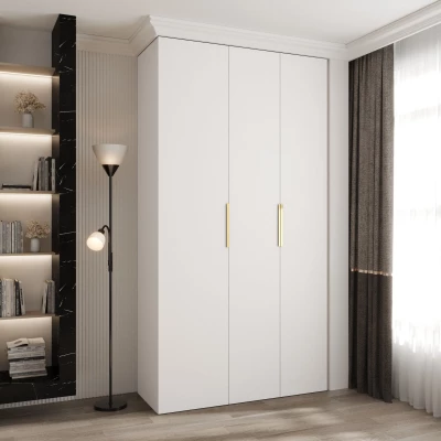 Kleiderschrank mit Regalböden 130/50 LORENA 4 - weiß/gold