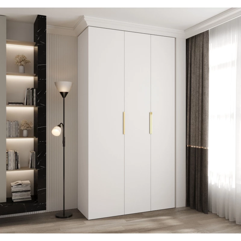 Kleiderschrank mit Regalböden 130/50 LORENA 4 - weiß/gold