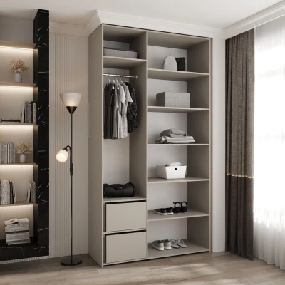 Kleiderschrank mit Regalböden 130/50 LORENA 4 - weiß/gold