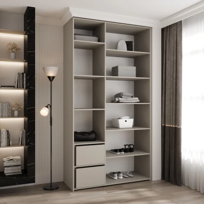 Kleiderschrank mit Regalböden 130/50 LORENA 4 - weiß/gold