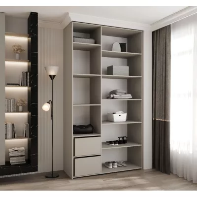 Kleiderschrank mit Regalböden 130/50 LORENA 4 - weiß/gold