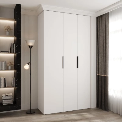 Kleiderschrank mit Regalböden 130/50 LORENA 4 - weiß/schwarz
