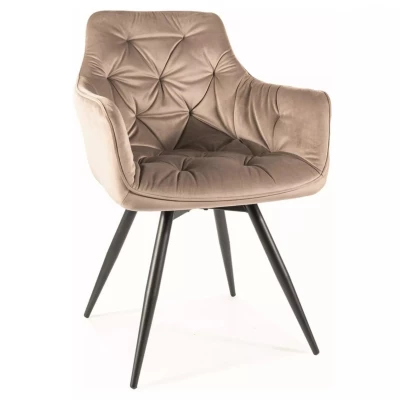 WALLIS gepolsterter Esszimmerstuhl - schwarz / beige