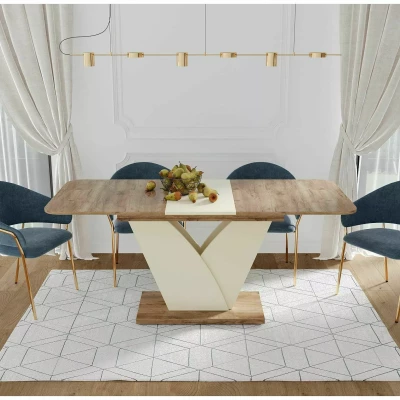 Designer Ausziehtisch DIONYS - Eiche / Creme