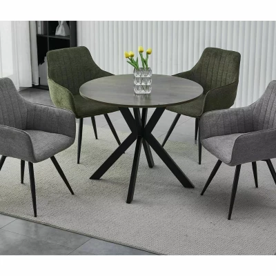 Runder Esstisch 90 cm KAMILO - Walnuss / Schwarz