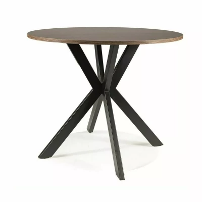 Runder Esstisch 90 cm KAMILO - Walnuss / Schwarz