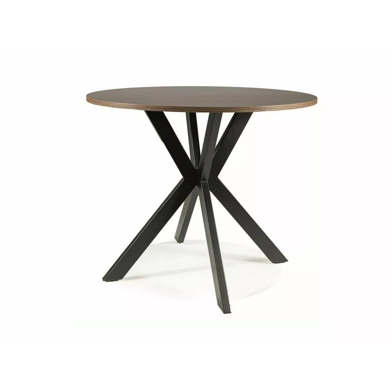 Runder Esstisch 90 cm KAMILO - Walnuss / Schwarz
