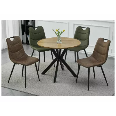 Runder Esstisch 90 cm KAMILO - Eiche / Schwarz