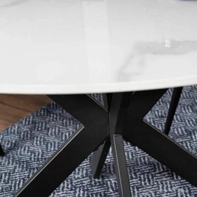 Runder Esstisch 90 cm KAMILO - weiß / schwarz