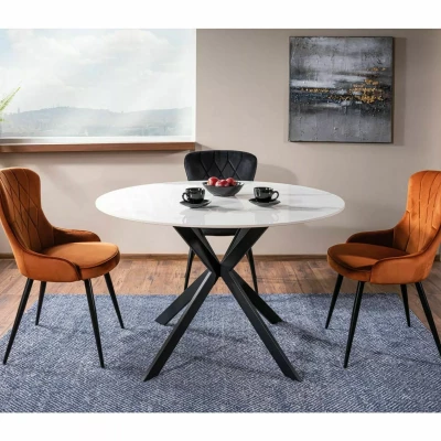 Runder Esstisch 90 cm KAMILO - weiß / schwarz