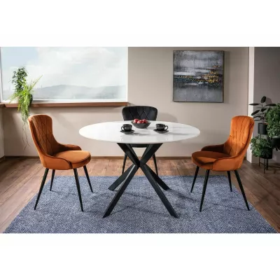 Runder Esstisch 90 cm KAMILO - weiß / schwarz
