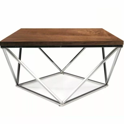 SULO Designer Couchtisch - Walnuss / Silber