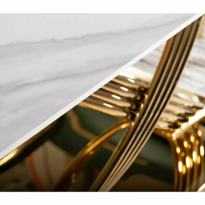 Designer-Esstisch NABIL – weiß/gold