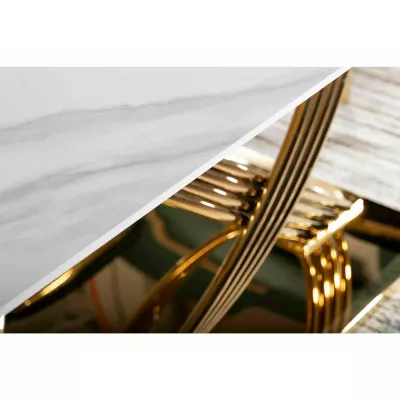 Designer-Esstisch NABIL – weiß/gold