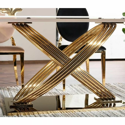 Designer-Esstisch NABIL – weiß/gold