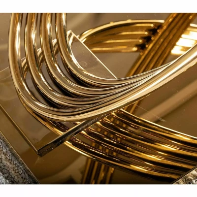 Designer-Esstisch NABIL – weiß/gold