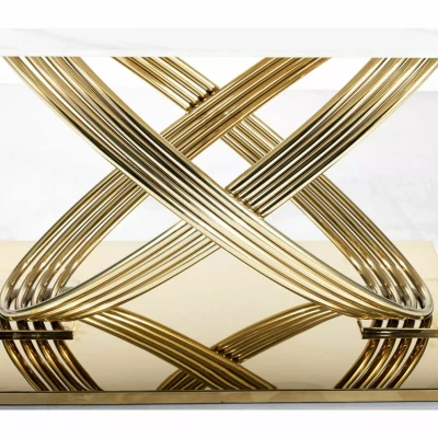 Designer-Esstisch NABIL – weiß/gold