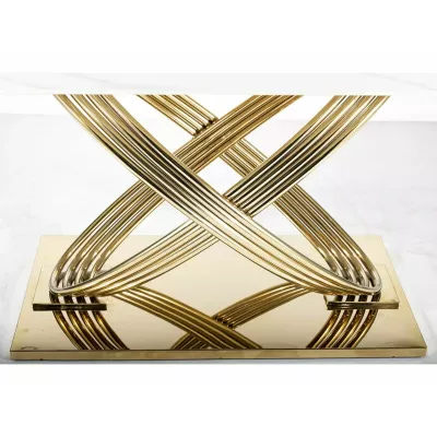 Designer-Esstisch NABIL – weiß/gold
