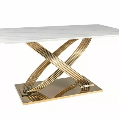 Designer-Esstisch NABIL – weiß/gold
